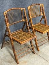 Load image into Gallery viewer, Pair of Vintage Bamboo Folding Chairs