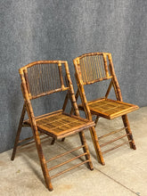 Load image into Gallery viewer, Pair of Vintage Bamboo Folding Chairs