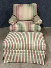 Load image into Gallery viewer, Ethan Allen Striped Upholstered Swivel Rocking Chair with Ottoman