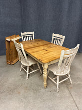 Load image into Gallery viewer, Ethan Allen Pine Extension Dining Table with 4 Country Chairs