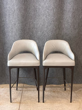 Load image into Gallery viewer, Pair of Lazzoni Tolina Grey Leather Bar Stools