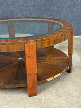 Load image into Gallery viewer, Baker Furniture Round Glass Top Cocktail Table with Sunburst Shelf