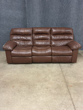 Load image into Gallery viewer, Brown Leather Double Reclining Sofa