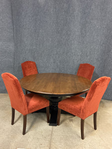 Ethan Allen Pedestal Dining Table With 4 Upholstered Chairs