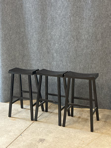 Set of 3 Black Pottery Barn Saddle Stools