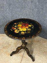 Load image into Gallery viewer, Vintage Hand Painted Floral Tilt-Top Pedestal Table