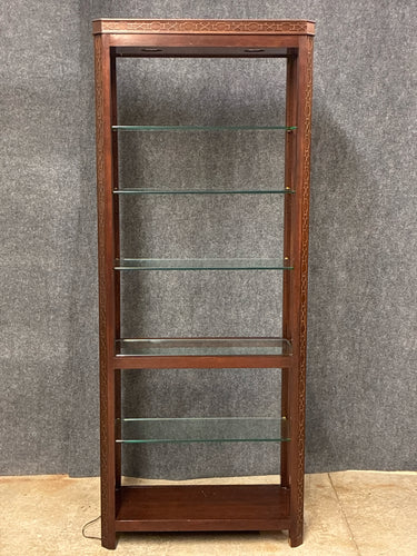 Lighted Mahogany Display Cabinet with Glass Shelves