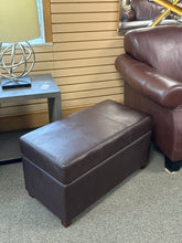 Load image into Gallery viewer, Contemporary Brown Leather Storage Ottoman