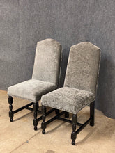 Load image into Gallery viewer, Pair of Gray Velvet High Back Side Chairs