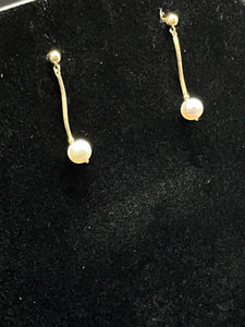 Gold Pearl Pierced Earrings