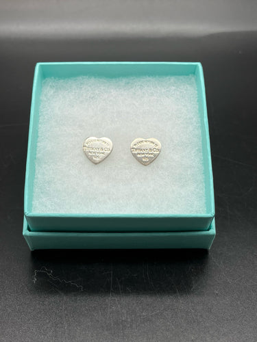 Tiffany & Co Sterling Silver Heart Shape Pierced Earrings