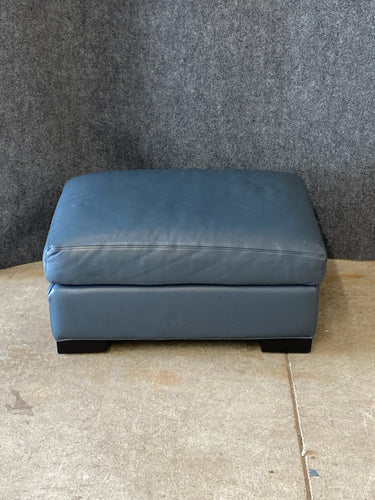 Room & Board Blue Leather Ottoman