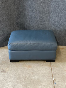 Room & Board Blue Leather Ottoman