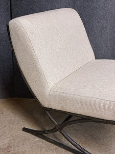 Modern Upholstered Lounge Chair with Sculptural Metal Base by Dharma Lifestyles