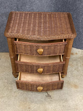 Load image into Gallery viewer, Wicker 3 Drawer Nightstand