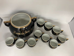 11 Piece Hall Pottery Black Beverage Set