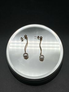 Gold Pearl Pierced Earrings