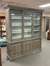 Load image into Gallery viewer, Large Distressed Grey Lighted Display Cabinet