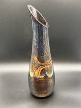 Load image into Gallery viewer, Iridescent Art Glass Vase - Pulled Rim Studio Pottery Style, 12" Tall
