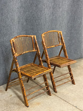 Load image into Gallery viewer, Pair of Vintage Bamboo Folding Chairs