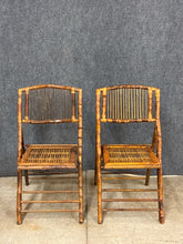 Load image into Gallery viewer, Pair of Vintage Bamboo Folding Chairs