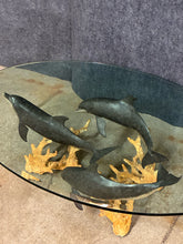 Load image into Gallery viewer, Wyland Signed Limited Edition Glass-Top Dolphin Coffee Table