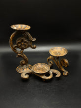 Load image into Gallery viewer, Decorative Distressed Cast Iron Scroll Candlestick Holders - Set of 3