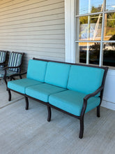 Load image into Gallery viewer, Outdoor Metal Sofa with Turquoise Cushions