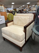 Load image into Gallery viewer, Designer-Style Velvet Armchair with Walnut Frame