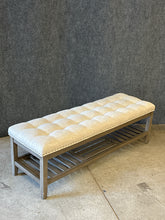Load image into Gallery viewer, Upholstered Wood Bench with Slatted Shelf
