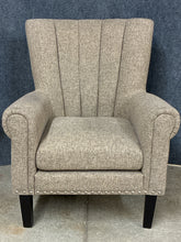Load image into Gallery viewer, Grey Upholstered Shell Back Arm Chair