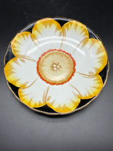 Load image into Gallery viewer, Bone China Gold Trim Black 2 Piece Floral Cup + Saucer