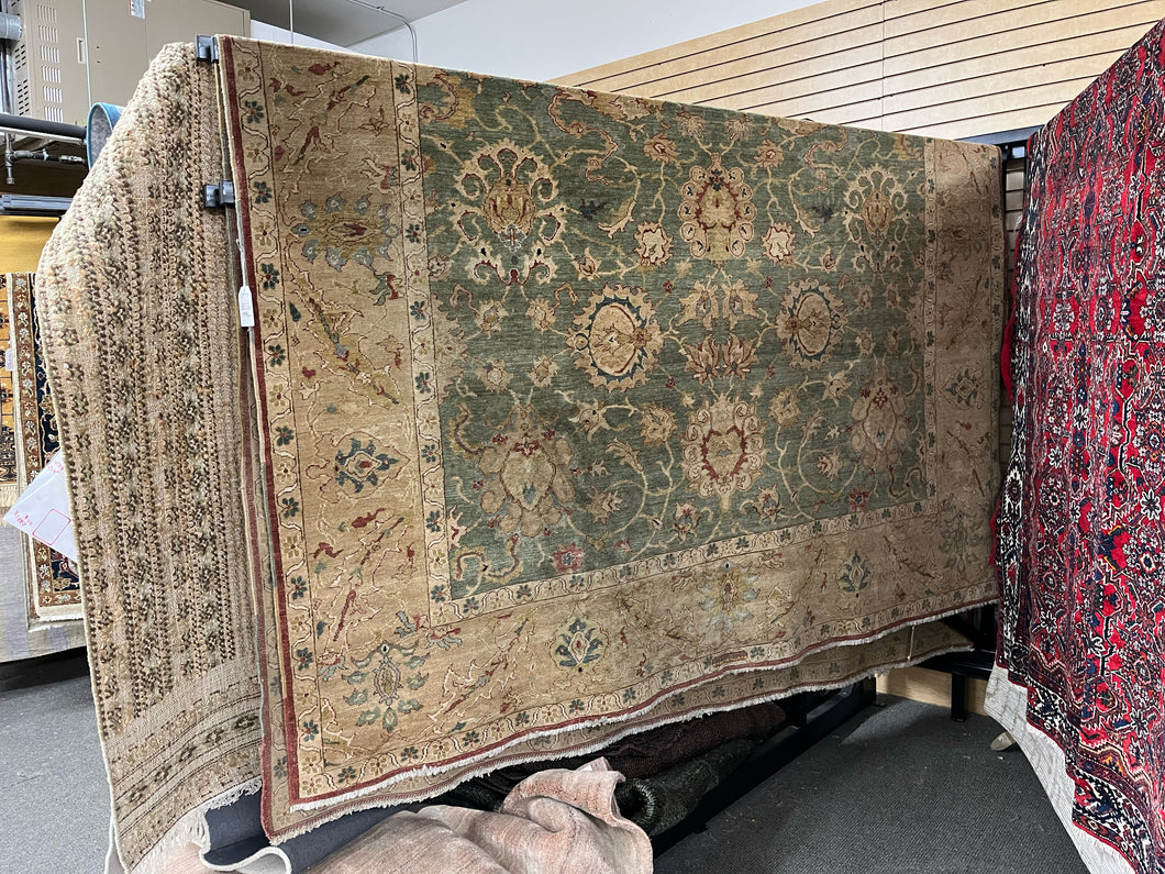 12'X 9' Wool Green/Tan Area Rug