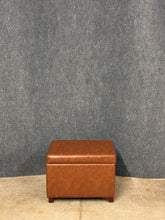 Load image into Gallery viewer, Brown Faux Leather Storage Ottoman