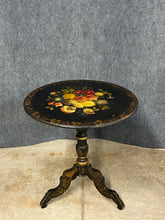 Load image into Gallery viewer, Vintage Hand Painted Floral Tilt-Top Pedestal Table