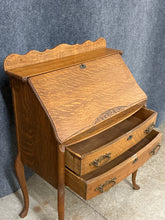 Load image into Gallery viewer, Vintage Oak Slant-Front Secretary Desk with Drawers