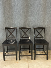 Load image into Gallery viewer, Set Of 3 Black Cross-Back Counter Height Stools