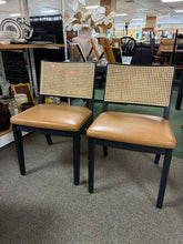 Load image into Gallery viewer, *NEW-OPEN BOX* SET OF 2 Castlery Sloane Cane &amp; Leather Chairs
