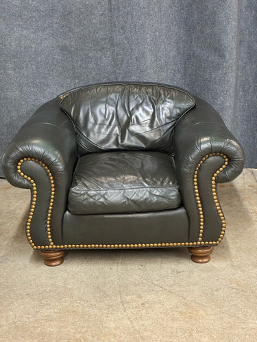 Thomasville Leather Club Chair with Nailhead Trim
