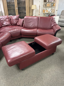 Ekornes Stressless Eldorado 3 Piece Leather Sectional With Storage Ottoman