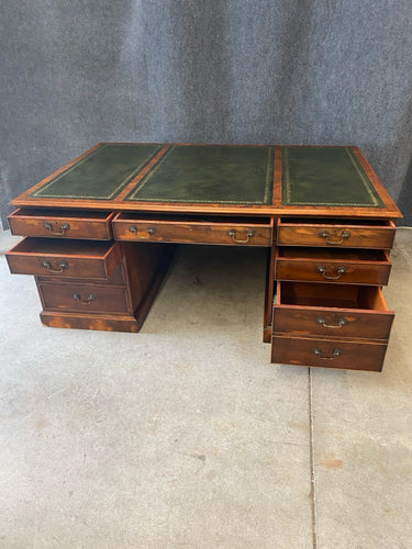 Traditional Mahogany Leather-Top Partners Desk