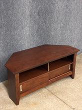 Load image into Gallery viewer, Dark Wood Corner Media Stand
