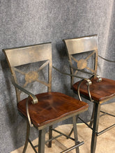 Load image into Gallery viewer, Pair of Nichols &amp; Stone Metal &amp; Wood Counter Stools