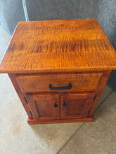 Load image into Gallery viewer, Tiger Maple Side Table with 1 Drawer + Storage Base