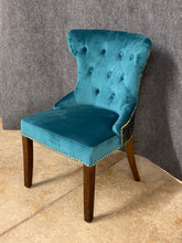 Load image into Gallery viewer, Pier 1 Imports Teal Velvet Tufted Accent Chair
