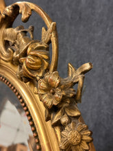 Load image into Gallery viewer, Antique 19th Century Giltwood &amp; Gesso Oval Beveled Mirror