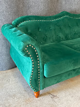 Load image into Gallery viewer, US Pride Tufted Green Velvet Sofa with Nailhead Trim