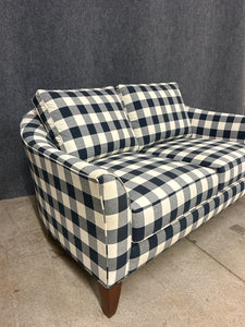 Ethan Allen Navy Buffalo Check Loveseat