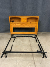 Load image into Gallery viewer, Queen Size Oak Storage Headboard with Built-In Reading Lights