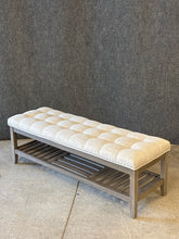 Load image into Gallery viewer, Upholstered Wood Bench with Slatted Shelf